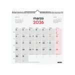 Finocam Calendario de Pared - Anual 2026 - 300x5x310mm - Espacio para Escribir - Color Blanco y Rojo - immagine 3