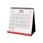 Finocam Calendario de Sobremesa - Anual 2026 - Meses en Solapa - 190x70x205mm - Espacio para Escribir - Color Blanco y Rojo - immagine 3