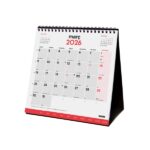 Finocam Calendario de Sobremesa en Catalan - Anual 2026 - Meses en Solapa - 190x70x205mm - Espacio para Escribir - Color Blanco y Rojo - immagine 3