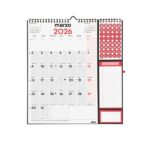 Finocam Calendario de Pared - Anual 2026 - Anilla Portaboligrafo - 300x11x335mm - Espacio para Escribir - Color Blanco y Rojo - immagine 3