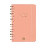 Finocam Alma Agenda - Anual 2026 - con Espiral - Formato E5 - 131x19x190mm - Semana Vista Horizontal - Color Coral