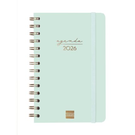 Finocam Alma Agenda en Catalan - Anual 2026 - con Espiral - Formato E5 - 131x19x190mm - Semana Vista Horizontal - Color Menta