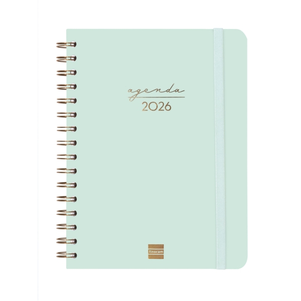 Finocam Alma Agenda - Anual 2026 - con Espiral - Formato E10 - 172x19x220mm - Semana Vista Horizontal - Color Menta