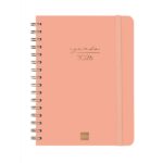 Finocam Alma Agenda - Anual 2026 - con Espiral - Formato E10 - 172x19x220mm - Semana Vista Horizontal - Color Coral