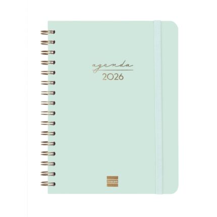 Finocam Alma Agenda en Catalan - Anual 2026 - con Espiral - Formato E10 - 172x19x220mm - Semana Vista Horizontal - Color Menta