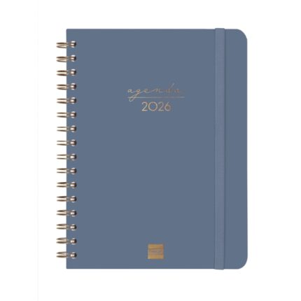 Finocam Alma Agenda en Catalan - Anual 2026 - con Espiral - Formato E10 - 172x19x220mm - Semana Vista Horizontal - Color Azul