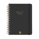 Finocam Alma Agenda - Anual 2026 - con Espiral - Formato E10 - 180x30x220mm - 1 Dia por Pagina - Color Negro