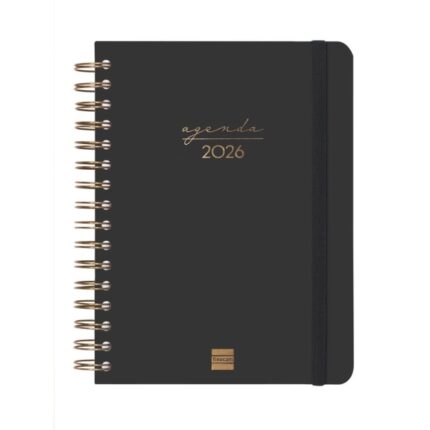 Finocam Alma Agenda - Anual 2026 - con Espiral - Formato E10 - 180x30x220mm - 1 Dia por Pagina - Color Negro