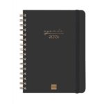 Finocam Alma Agenda en Catalan - Anual 2026 - con Espiral - Formato E10 - 180x30x220mm - 1 Dia por Pagina - Color Negro