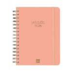 Finocam Alma Agenda en Catalan - Anual 2026 - con Espiral - Formato E10 - 180x30x220mm - 1 Dia por Pagina - Color Coral