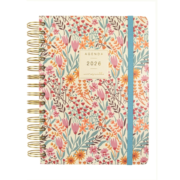 Finocam Moniquilla Agenda de Espiral en Catalan - Anual 2026 - Planificador - Cierre de Goma - Formato E10 - 155X212mm - 1 Dia por Pagina - Tematica de Flores Finocam Moniquilla Agenda de Espiral en Catalan - Anual 2026 - Planificador - Cierre de Goma - Formato E10 - 155X212mm - 1 Dia por Pagina - Tematica de Flores