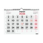 Finocam Calendario de Pared - Anual 2026 - Formato M - 300x5x220mm - Numeros Grandes - Color Blanco y Rojo - immagine 3