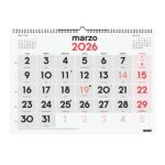 Finocam Calendario de Pared - Anual 2026 - 430x5x320mm - Numeros Grandes - Color Blanco y Rojo - immagine 3