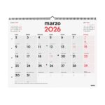 Finocam Calendario de Pared - Anual 2026 - Espacio para Escribir - Formato XL - 540x5x430mm - Numeros Grandes - Color Blanco y Rojo - immagine 4