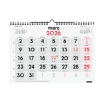 Finocam Calendario de Pared en Catalan - Anual 2026 - Formato M - 300x5x220mm - Numeros Grandes - Color Blanco y Rojo - immagine 3