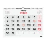 Finocam Calendario de Pared en Catalan - Anual 2026 - 430x5x320mm - Numeros Grandes - Color Blanco y Rojo - immagine 3
