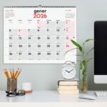 Finocam Calendario de Pared en Catalan - Anual 2026 - Espacio para Escribir - Formato XL - 540x5x430mm - Numeros Grandes - Color Blanco y Rojo - immagine 2