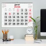 Finocam Calendario de Pared en Catalan - Anual 2026 - Espacio para Escribir - Formato XL - 540x5x430mm - Numeros Grandes - Color Blanco y Rojo - immagine 3