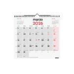 Finocam Calendario de Pared - Anual 2026 - Formato M - 265x5x255mm - Espacio para Escribir - Color Blanco y Rojo - immagine 3