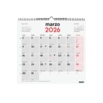 Finocam Calendario de Pared - Anual 2026 - 340x5x330mm - Espacio para Escribir - Color Blanco y Rojo - immagine 3