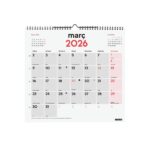 Finocam Calendario de Pared en Catalan - Anual 2026 - 340x5x330mm - Espacio para Escribir - Color Blanco y Rojo - immagine 3