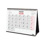 Finocam Calendario de Sobremesa - Anual 2026 - 210x70x155mm - Espacio para Escribir - Color Blanco y Rojo - immagine 3