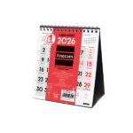 Finocam Calendario de Sobremesa en Catalan - Anual 2026 - 140x70x155mm - Numeros Grandes - Color Blanco y Rojo
