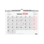 Finocam Calendario de Pared - Anual 2026 - 210x5x160mm - Espacio para Escribir - Color Blanco y Rojo - immagine 3