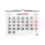 Finocam Calendario de Pared - Anual 2026 - 210x5x155mm - Numeros Grandes - Color Blanco y Rojo - immagine 3