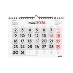 Finocam Calendario de Pared en Catalan - Anual 2026 - 210x5x155mm - Numeros Grandes - Color Blanco y Rojo - immagine 3