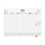 Finocam Vade Protector de Escritorio - Anual 2026 - Encolado - 420x7x310mm - Semana Vista en Vertical - Color Blanco y Rojo - immagine 3