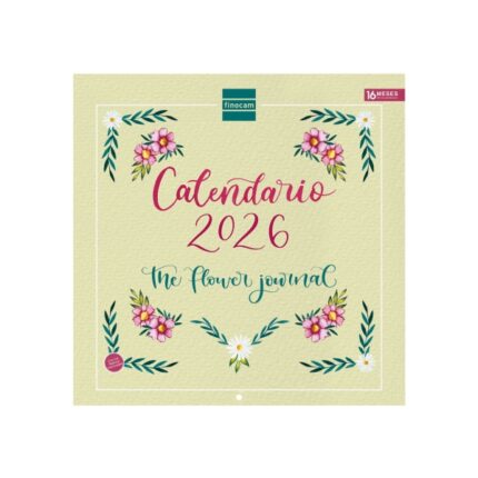 Finocam Calendario de Pared - Anual 2026 - Imagenes Variadas - 300x300mm - Espacio para Escribir - Tematica de Flores