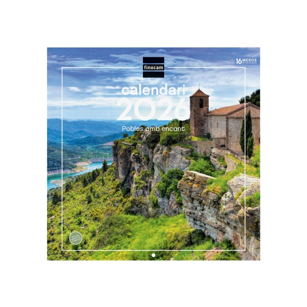 Finocam Calendario de Pared en Catalan - Anual 2026 - Imagenes Variadas - 300x300mm - Espacio para Escribir - Tematica de Ciudades y Pueblos