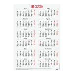 Finocam Poster Calendario Tipo Poster - Anual 2026 - Espacio para Escribir - 485x680mm - Numeros Grandes - Color Blanco y Rojo - immagine 5