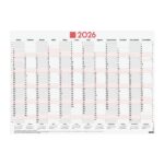 Finocam Planificador de Tipo Poster - Anual 2026 - Espacio para Escribir - 680x485mm - Numeros Grandes - Color Blanco y Rojo - immagine 5