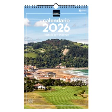 Finocam Calendario de Pared - Anual 2026 - Imagenes Variadas - con Espiral - Espacio para Escribir - Tematica de Ciudades y Pueblos