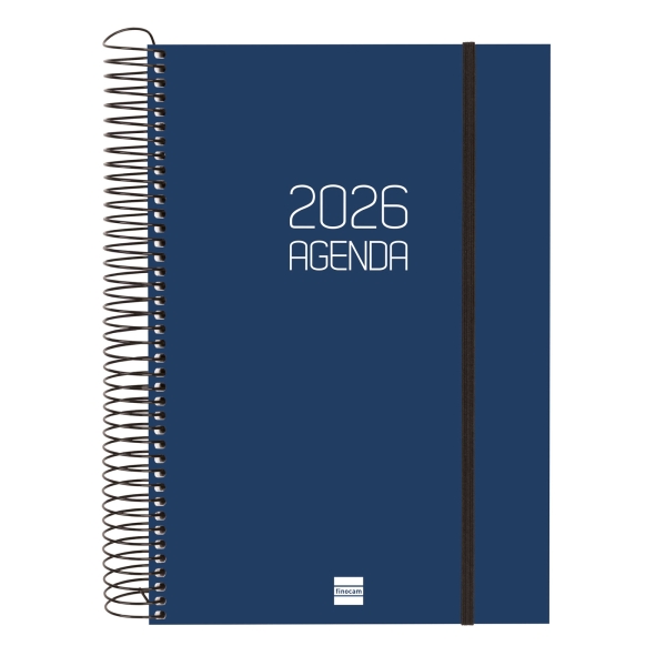 Finocam Opaque Agenda de Espiral - Anual 2026 - Tapa Ligera - Cierre con Goma Elastica - Formato E11 - 175x29x242mm - 1 Dia por Pagina - Color Azul Finocam Opaque Agenda de Espiral - Anual 2026 - Tapa Ligera - Cierre con Goma Elastica - Formato E11 - 175x29x242mm - 1 Dia por Pagina - Color Azul