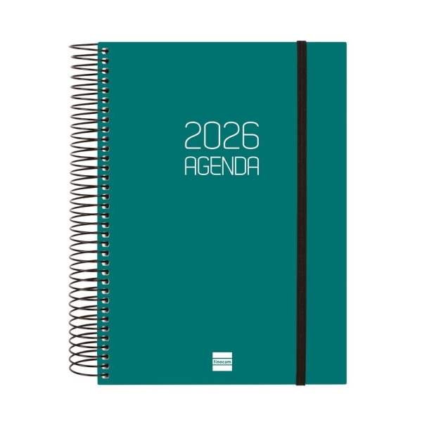Finocam Opaque Agenda de Espiral - Anual 2026 - Tapa Ligera - Cierre con Goma Elastica - Formato E10 - 175x29x212mm - 1 Dia por Pagina - Color Verde Finocam Opaque Agenda de Espiral - Anual 2026 - Tapa Ligera - Cierre con Goma Elastica - Formato E10 - 175x29x212mm - 1 Dia por Pagina - Color Verde