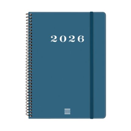 Finocam My Agenda de Espiral - Anual 2026 - Tapa Dura Antirayaduras - Formato E10 - 171x9x212mm - Semana Vista Horizontal - Color Azul