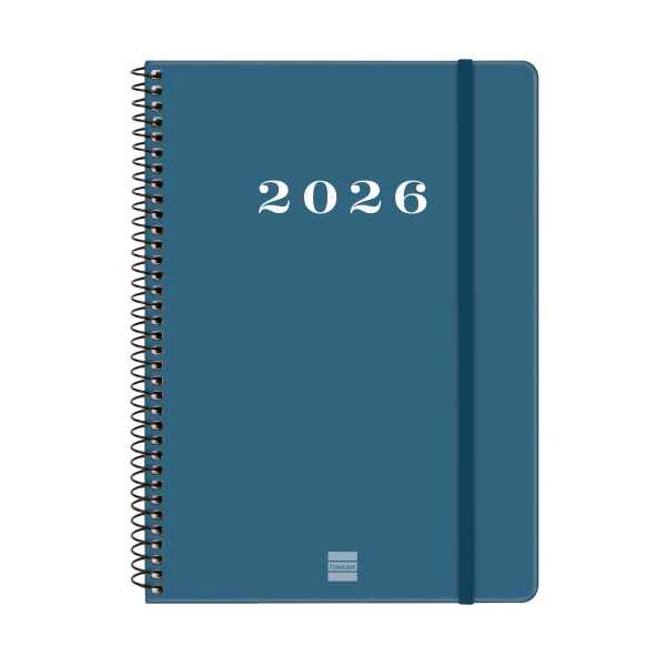 Finocam My Agenda de Espiral - Anual 2026 - Tapa Dura Antirayaduras - Formato E10 - 171x9x212mm - Semana Vista Horizontal - Color Azul