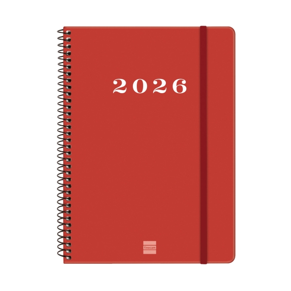 Finocam My Agenda de Espiral - Anual 2026 - Tapa Dura Antirayaduras - Formato E10 - 171x9x212mm - Semana Vista Horizontal - Color Rojo Finocam My Agenda de Espiral - Anual 2026 - Tapa Dura Antirayaduras - Formato E10 - 171x9x212mm - Semana Vista Horizontal - Color Rojo