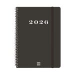 Finocam My Agenda de Espiral en Catalan - Anual 2026 - Tapa Dura Antirayaduras - Formato E10 - 171x9x212mm - Semana Vista Horizontal - Color Negro