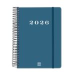Finocam My Agenda de Espiral - Anual 2026 - Tapa Dura Antirayaduras - Formato E10 - 185x20x212mm - 1 Dia por Pagina - Color Azul