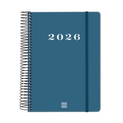 Finocam My Agenda de Espiral - Anual 2026 - Tapa Dura Antirayaduras - Formato E10 - 185x20x212mm - 1 Dia por Pagina - Color Azul