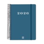 Finocam My Agenda de Espiral en Catalan - Anual 2026 - Tapa Dura Antirayaduras - Formato E10 - 185x20x212mm - 1 Dia por Pagina - Color Azul