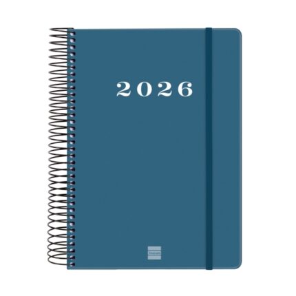 Finocam My Agenda de Espiral en Catalan - Anual 2026 - Tapa Dura Antirayaduras - Formato E10 - 185x20x212mm - 1 Dia por Pagina - Color Azul