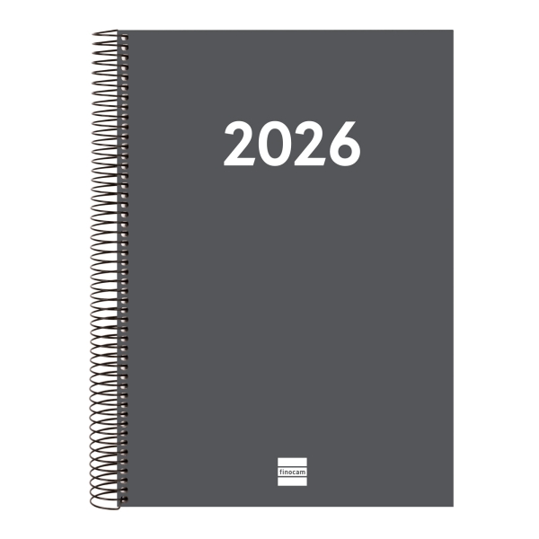 Finocam Espiral Recambio Anual 2026 para Agendas Duo - Anual 2026 - Formato E40 - 230x29x297mm - 1 Dia por Pagina - Color Gris Oscuro Finocam Espiral Recambio Anual 2026 para Agendas Duo - Anual 2026 - Formato E40 - 230x29x297mm - 1 Dia por Pagina - Color Gris Oscuro