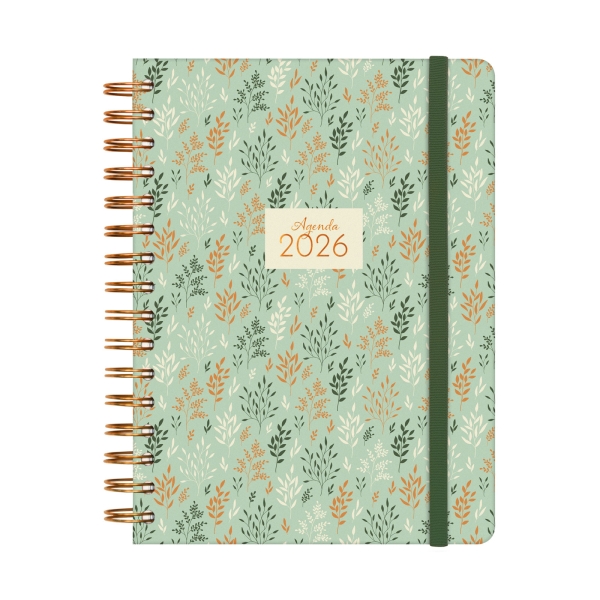 Finocam You Agenda de Espiral en Catalan - Anual 2026 - Planificador - Cierre de Goma - Formato E10 - 180x30x220mm - 1 Dia por Pagina - Tematica de Hojas Finocam You Agenda de Espiral en Catalan - Anual 2026 - Planificador - Cierre de Goma - Formato E10 - 180x30x220mm - 1 Dia por Pagina - Tematica de Hojas