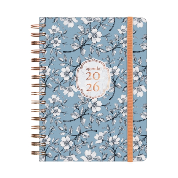 Finocam You Agenda de Espiral en Catalan - Anual 2026 - Planificador - Cierre de Goma - Formato E10 - 180x30x220mm - 1 Dia por Pagina - Tematica de Flores