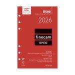 Finocam R599 Recambio Anual 2026 para Agendas Open 2026 - Formato 500 - 117x8x181mm - Semana Vista en Vertical - Color Blanco